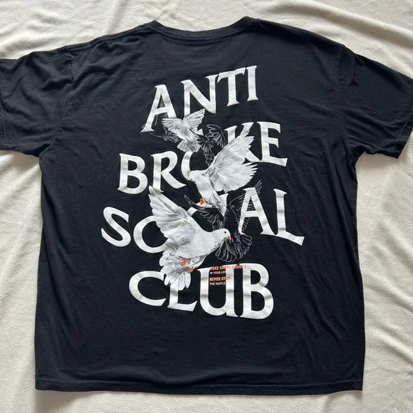 Anti Broke Social Club Graphic Tee 2XL Black Pigeons Streetwear Parody Hustle - Picture 2 of 5